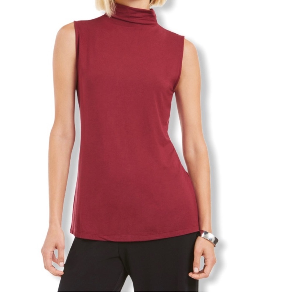 ALFANI Sleeveless Mock Neck Top Malbec PS SP Petite Small $40 EUC